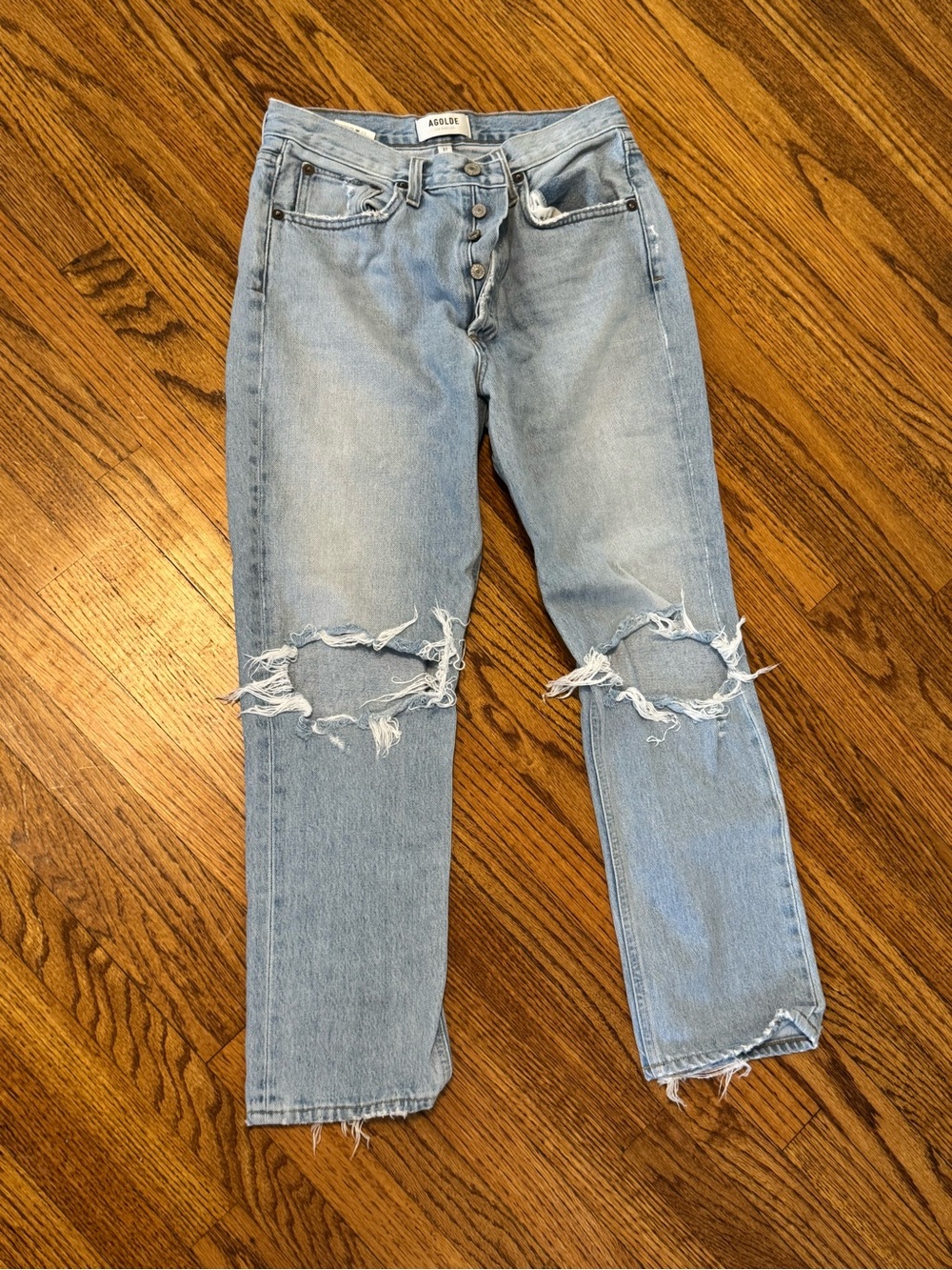 Agolde Light Blue Ripped Boyfriend Jeans